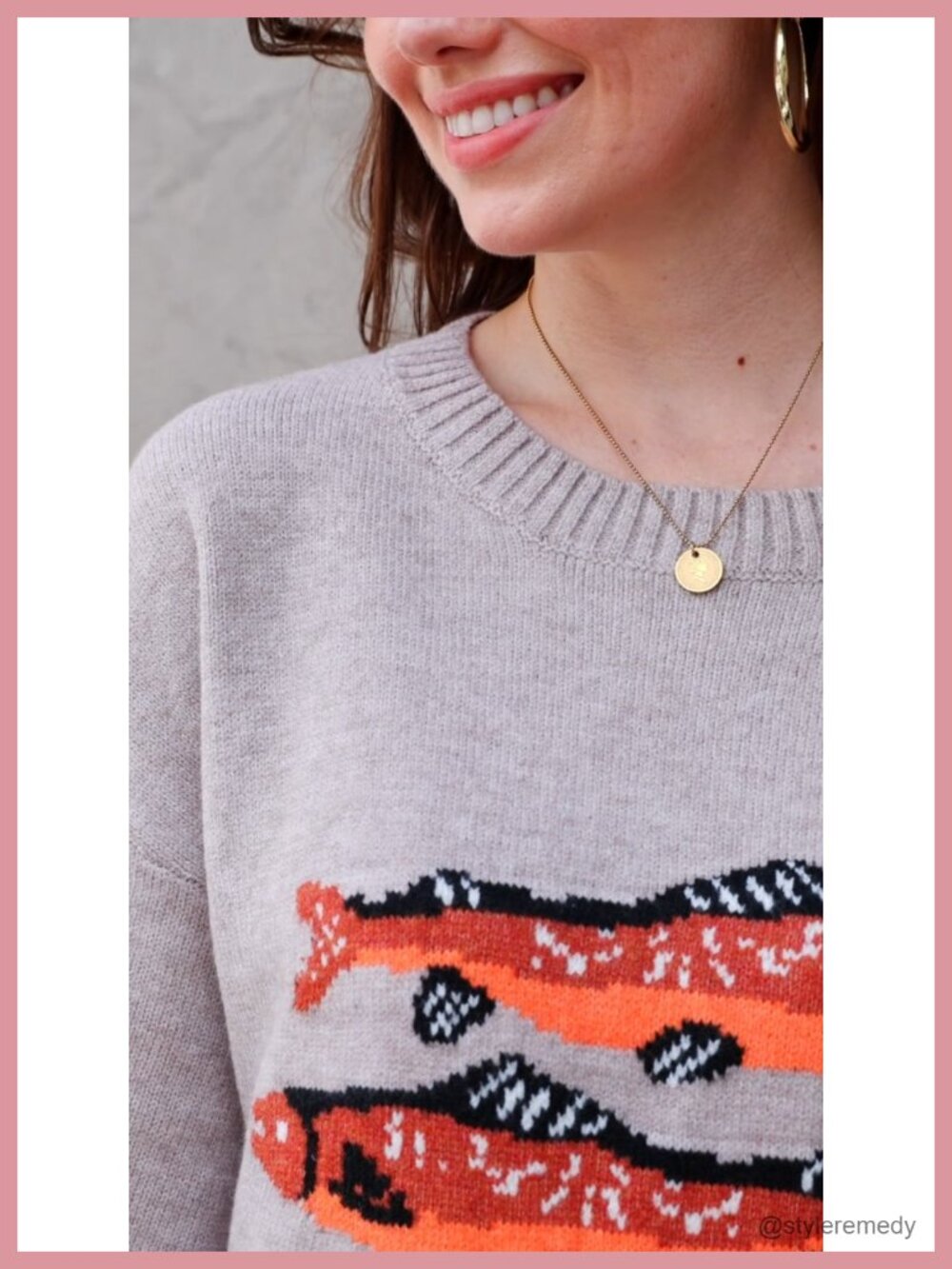 Women's Fish Graphic Sweater Long Sleeve Crew Neck Pullover Casual Knit - Picture 6 of 6